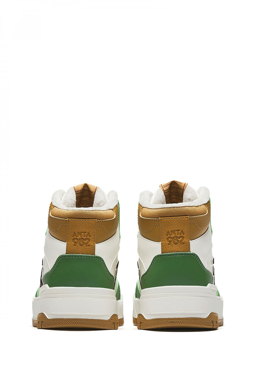 Кеды повседневные утепленные Бежевый/Зеленый/Коричневый