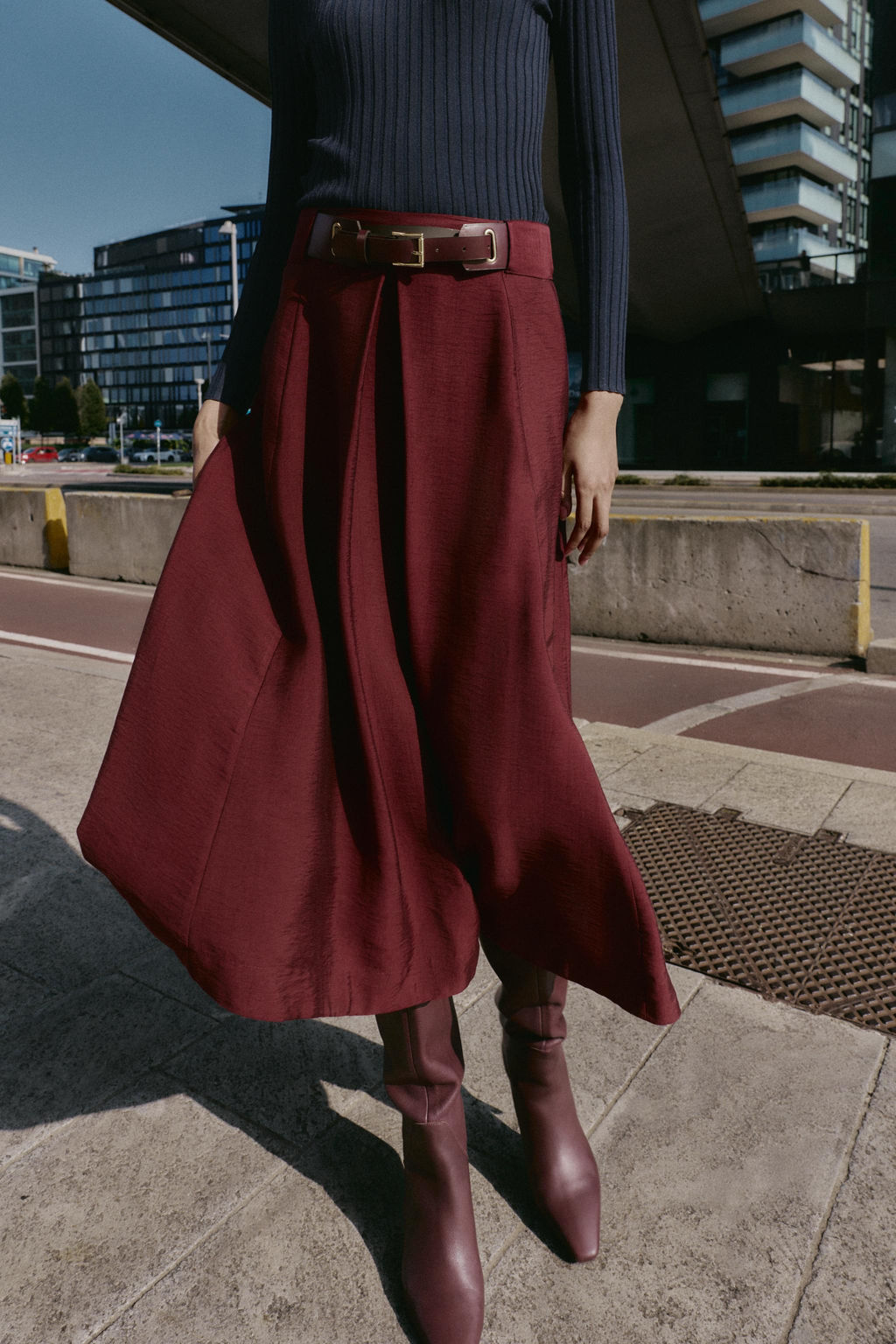 BELTED MIDI CAPE SKIRT - Zara фото 3