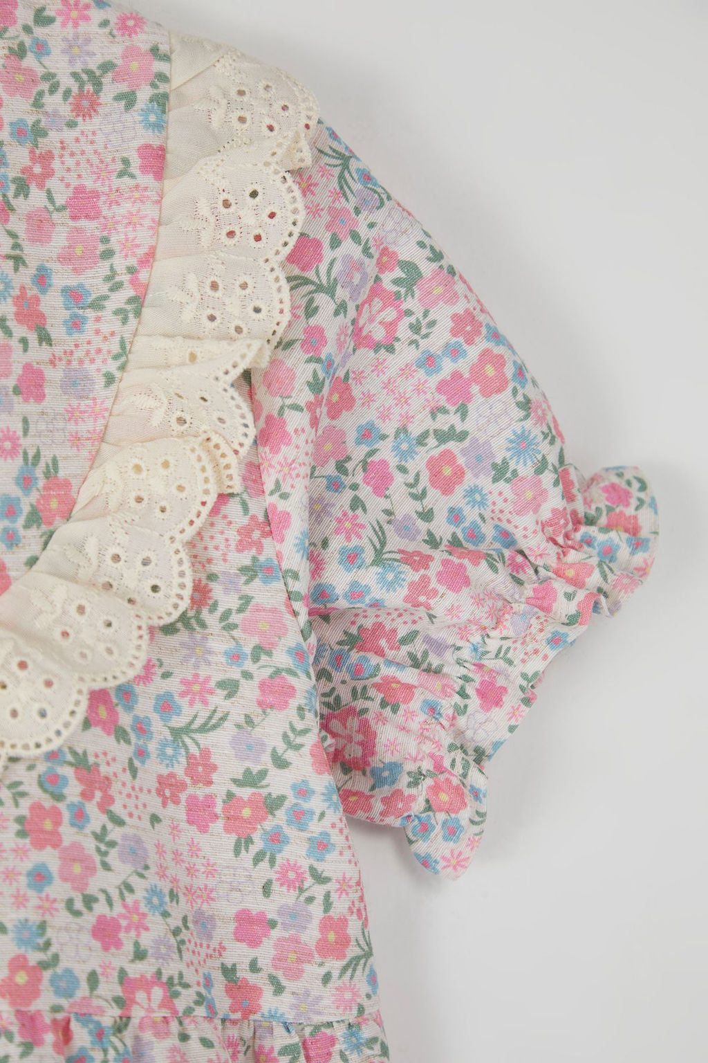 Cok Renkli K?z Cocuk Pamuklu Cicekli Brodeli K?sa Kol Mini Bayraml?k Dokuma Elbise TKDSS25EL00024 - Trendyolmilla фото 2