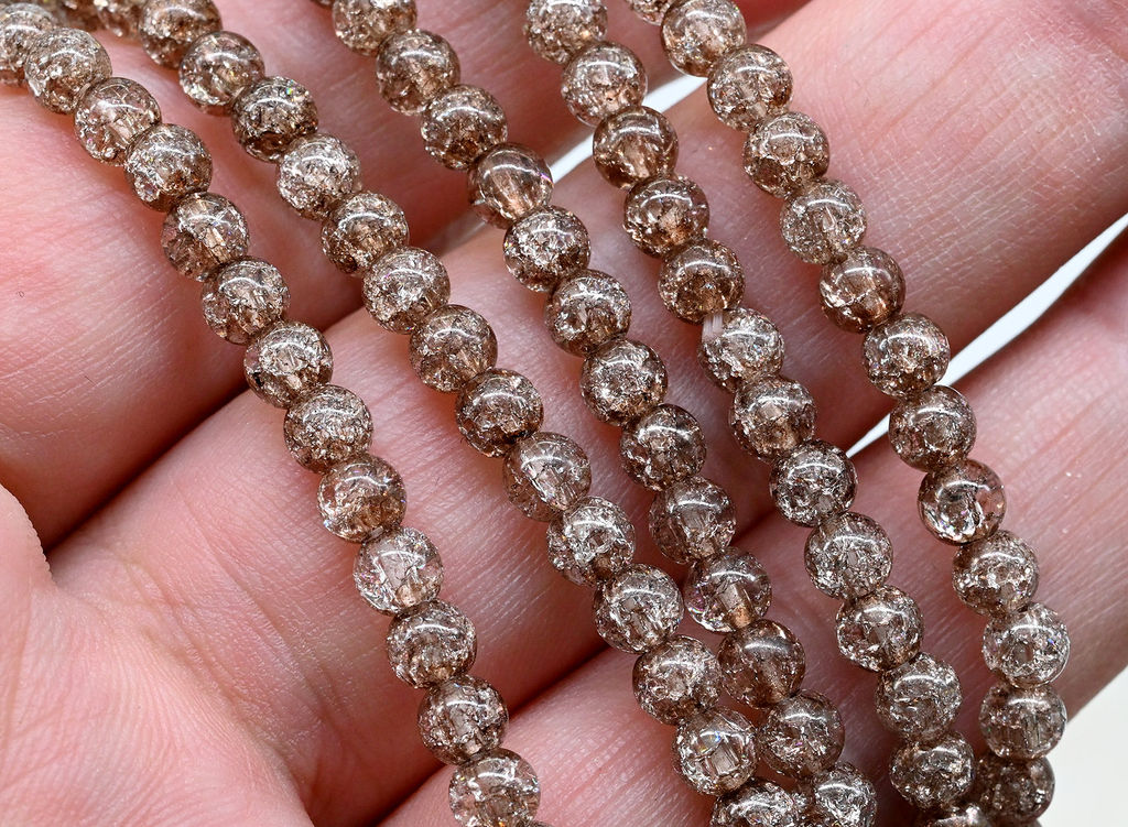 Браслет из сахарного кварца шарик 4мм цв.капучино, 17см