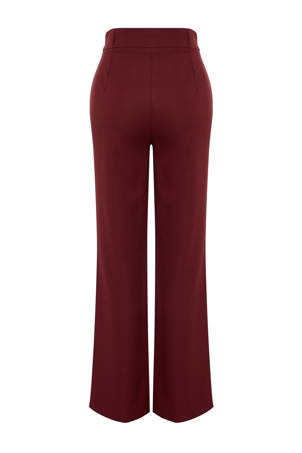 Bordo Straight/Duz Kesim Yuksek Bel Nervur Dikisli Dokuma Pantolon TWOSS21PL0093