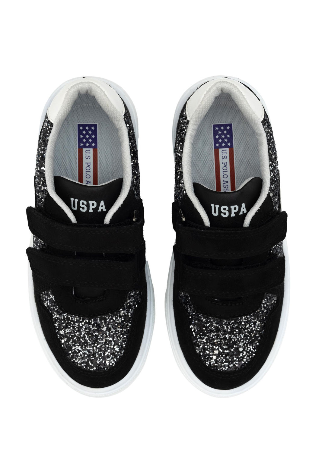 Кроссовки U.S. Polo Assn черные с блестками для девочки