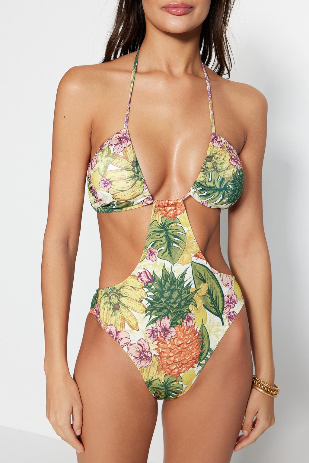 Cicek Desenli Straplez High Leg Mayokini TBESS23MA00012