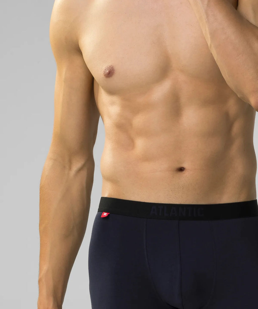 ATLANTIC 3MH-011 Трусы шорты Solid - набор 3 шт. темно-голубой + темно-синий + эспрессо  фото 4