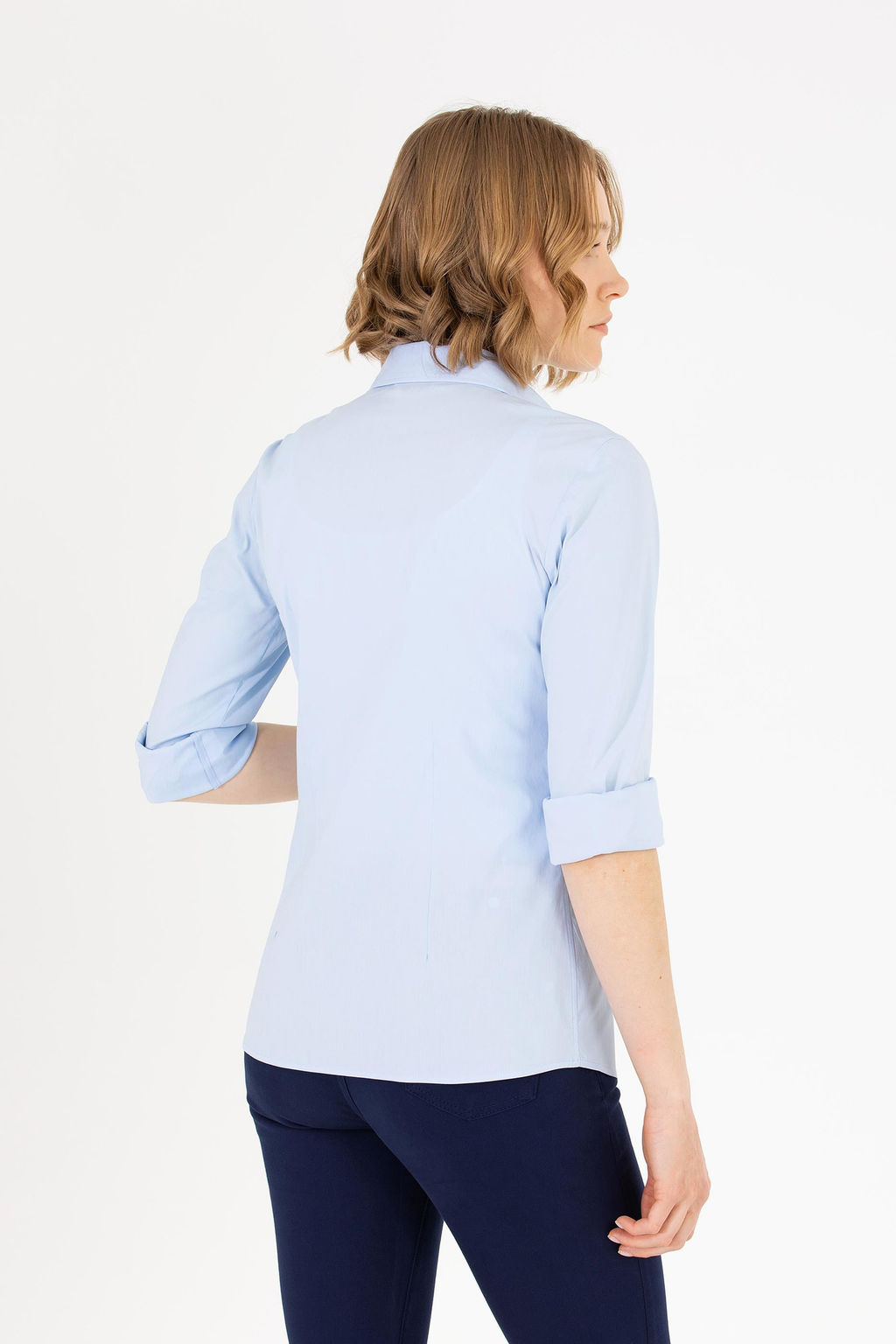 Женская голубая рубашка с длинным рукавом Basic - U.s. polo assn фото 12