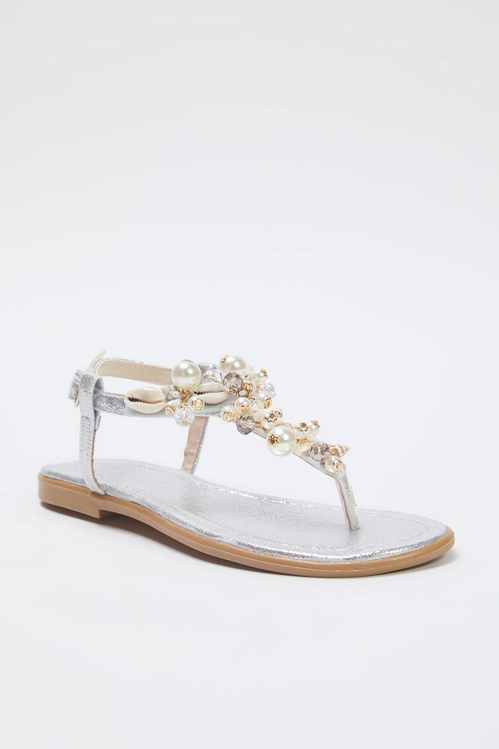 Trendyol Shoes Gumus Deniz Kabuklu Tasl? Parmak Aras? Kad?n S?k Sandalet TAKSS25SD00007 - Trendyolmilla фото 5