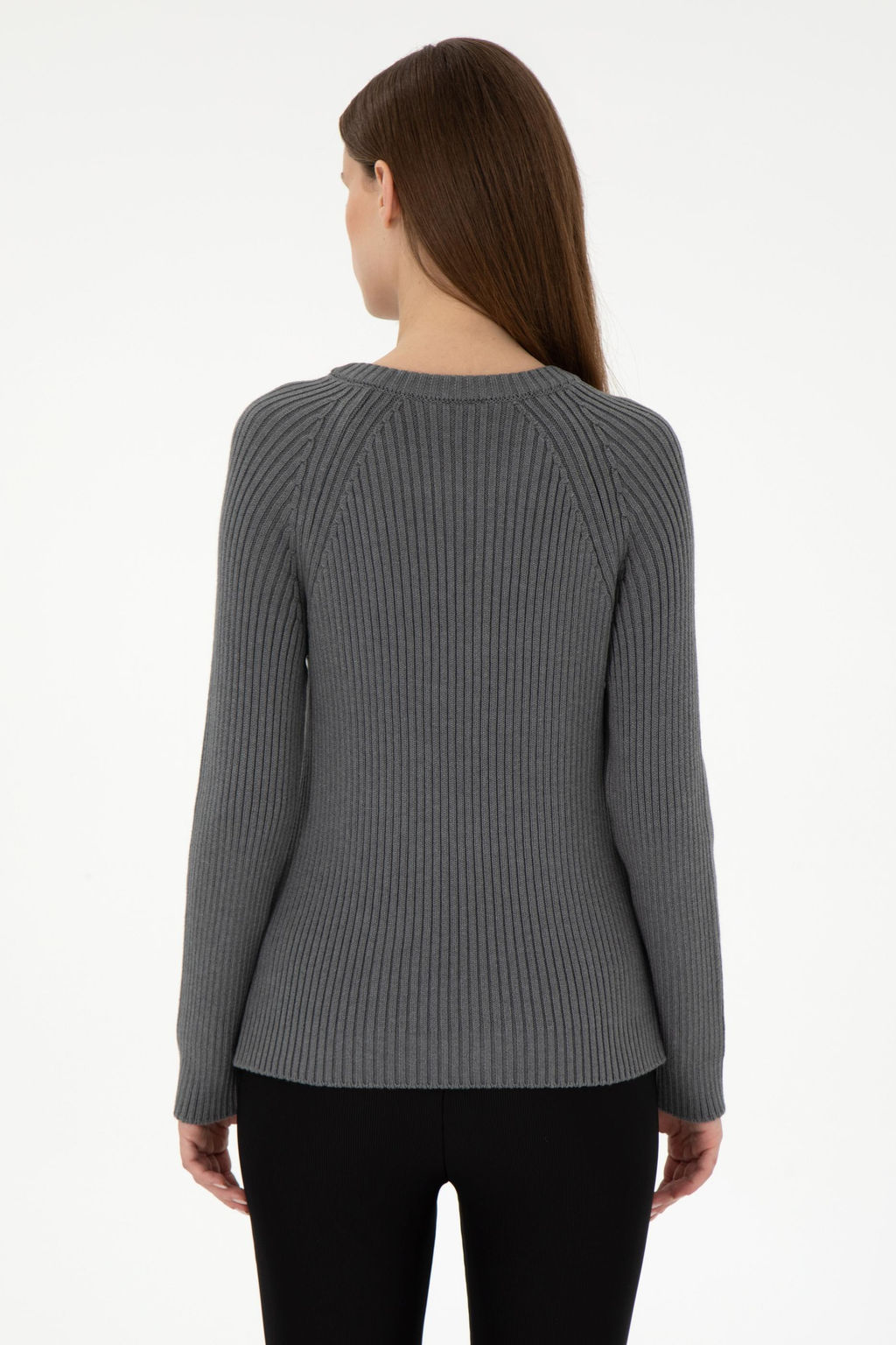 Женский серый меланжевый свитер с круглым вырезом Неожиданная скидка в корзине - U.s. polo assn фото 5