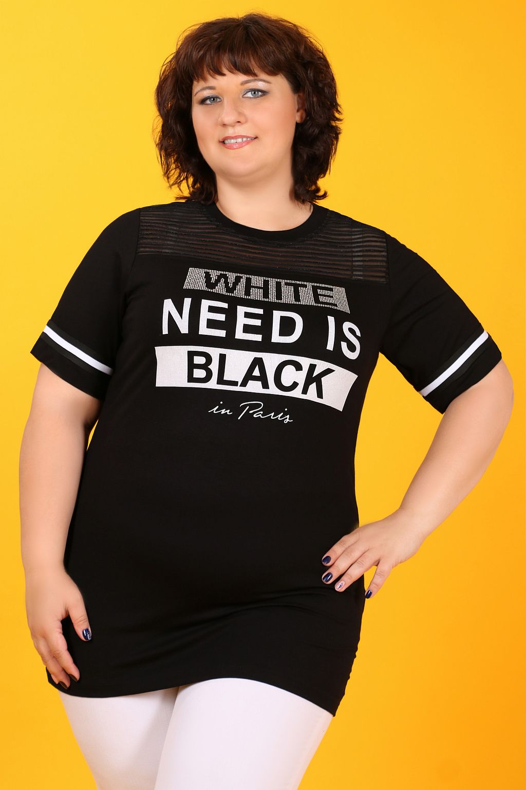 Футболка женская длинная черная с надписью - Almond фото 5