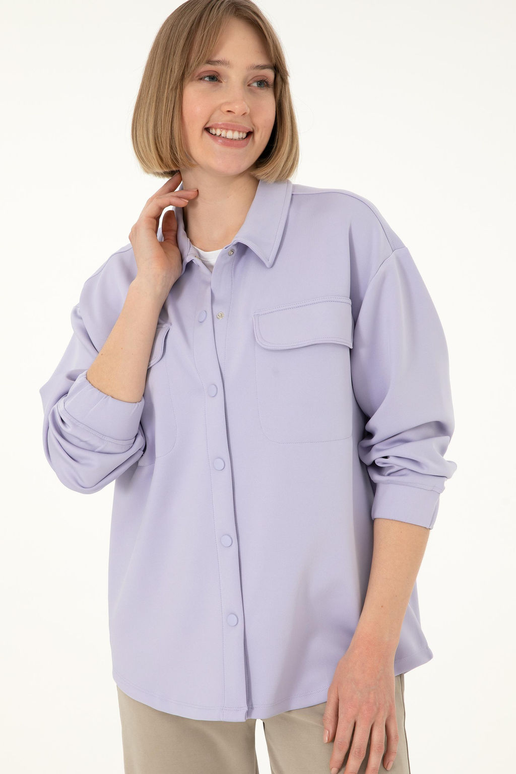 Женская сиреневая трикотажная рубашка Неожиданная скидка в корзине - U.s. polo assn фото 10