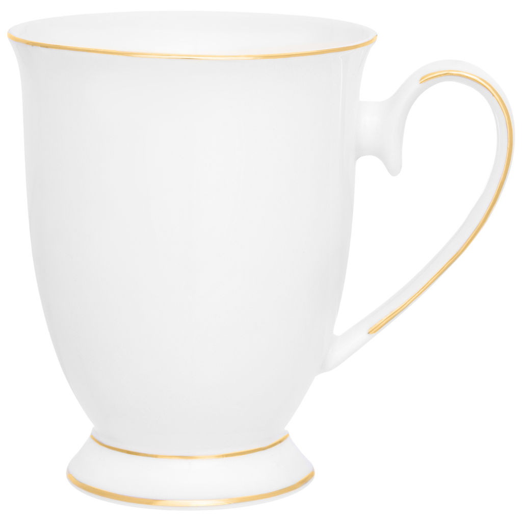 Кружка 300 мл 12*8,5*10,5 см "Белая с золотом" на ножке, зол ободок NEW BONE CHINA