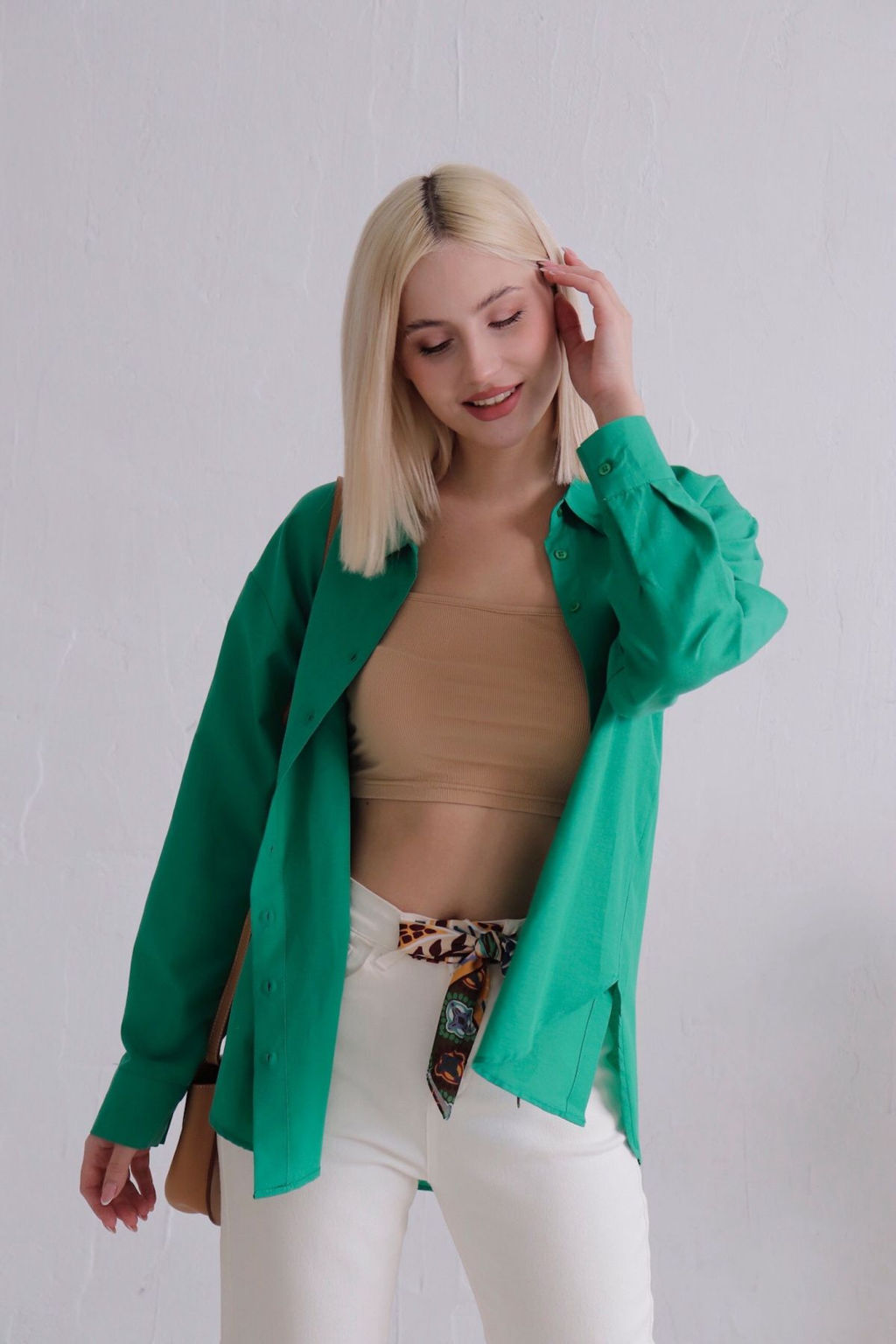 11773 Рубашка удлинённая зелёная - Martichelli фото 5