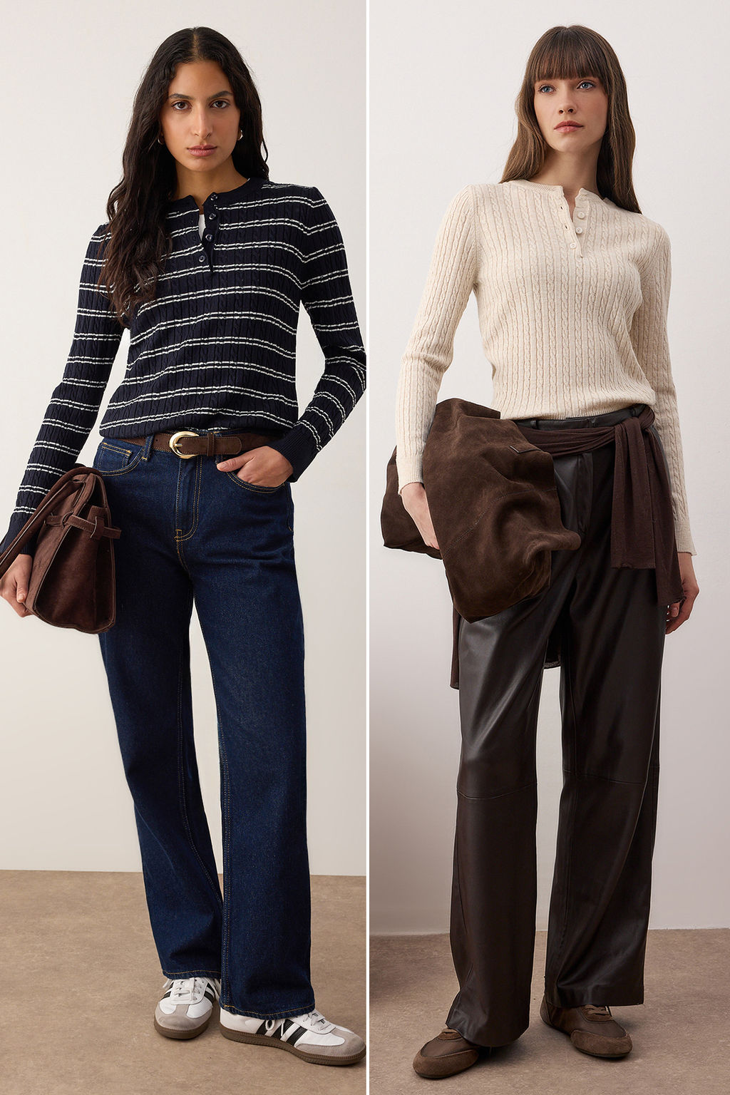 Siyah-Ekru*001 Bisiklet Yaka 2li Triko Kazak TWOAW26KZ00187 - Trendyolmilla фото 8