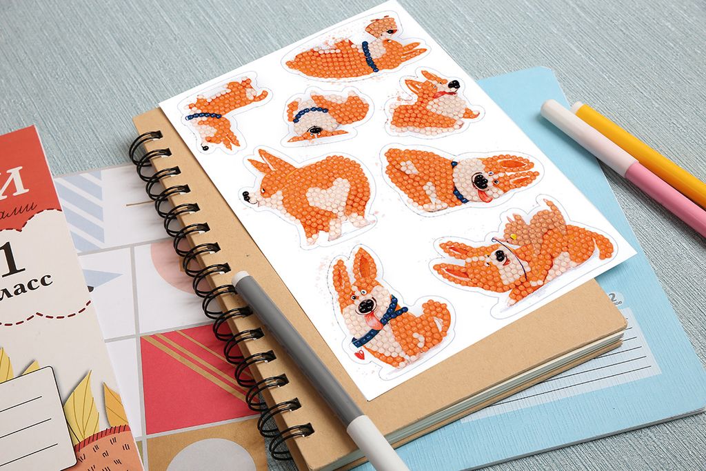 Кристальная (алмазная) мозаика ФРЕЯ ALVN-113 наклейки Корги 14 х 19.5 см