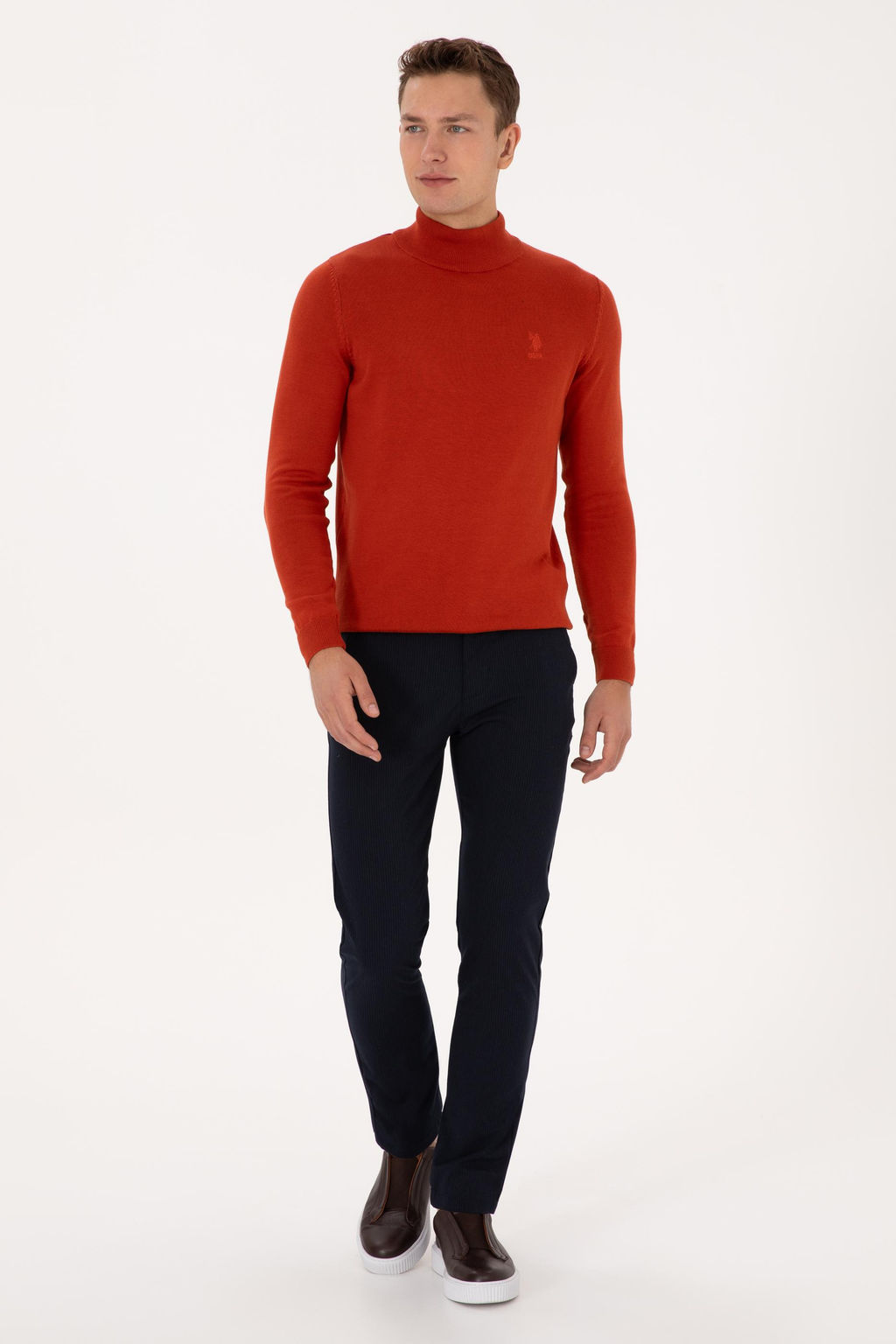 Erkek Lacivert Slim Fit Kanvas / Chino Pantolon