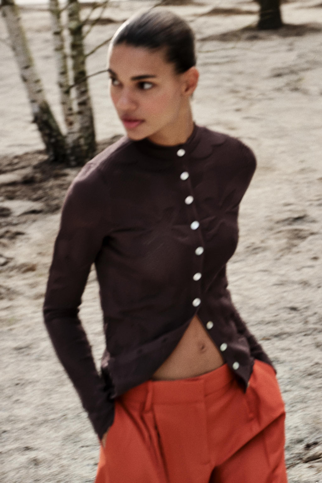 CHAQUETA PUNTO JACQUARD / Marr?n - Zara фото 8