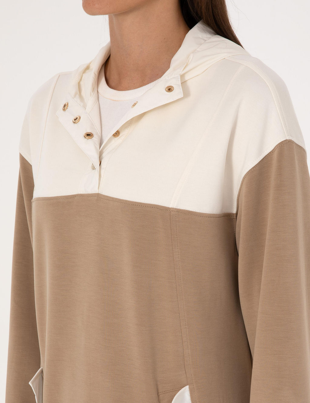Bej Oversize Modal Kar___ml_ Sweatshirt - Pierre cardin фото 7