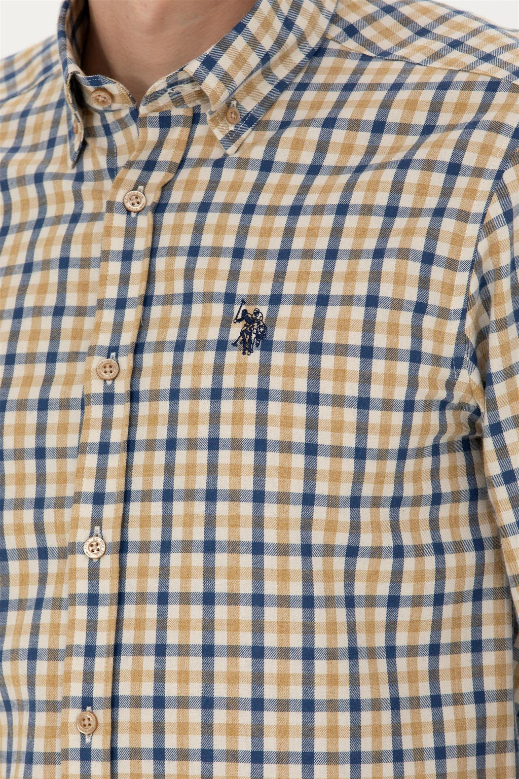 Мужская рубашка песочного цвета с длинным рукавом - U.s. polo assn фото 14