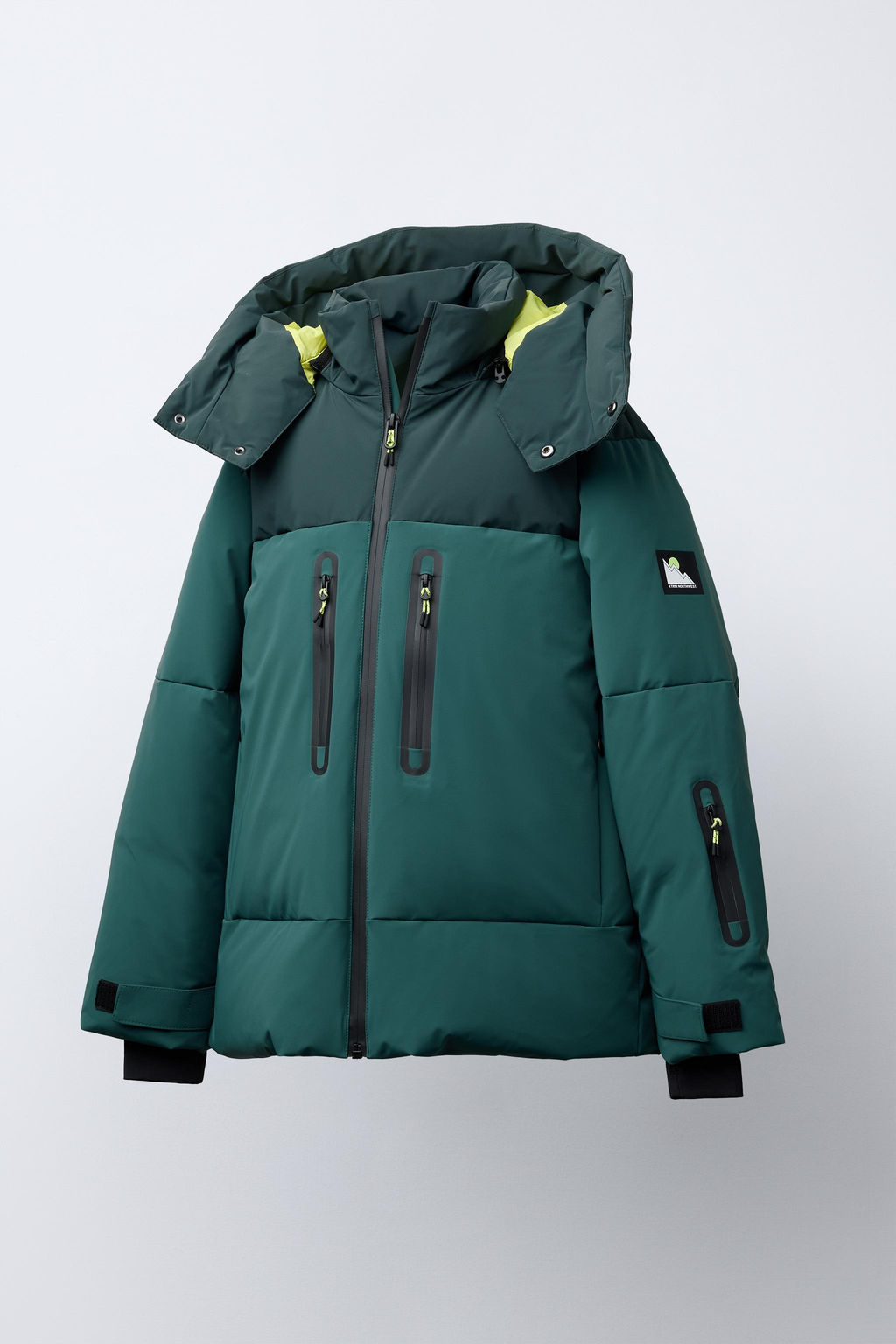 DOWN AND FEATHER PUFFER JACKET WITH REMOVABLE HOODIE, WATER-RESISTANT AND WINDPROOF COLOUR BLOCK RECCO® SYSTEM SKI COLLECTION - Zara фото 3