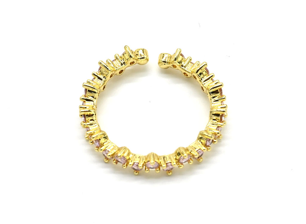 Кольцо Змейка с фианитами цв.розовый