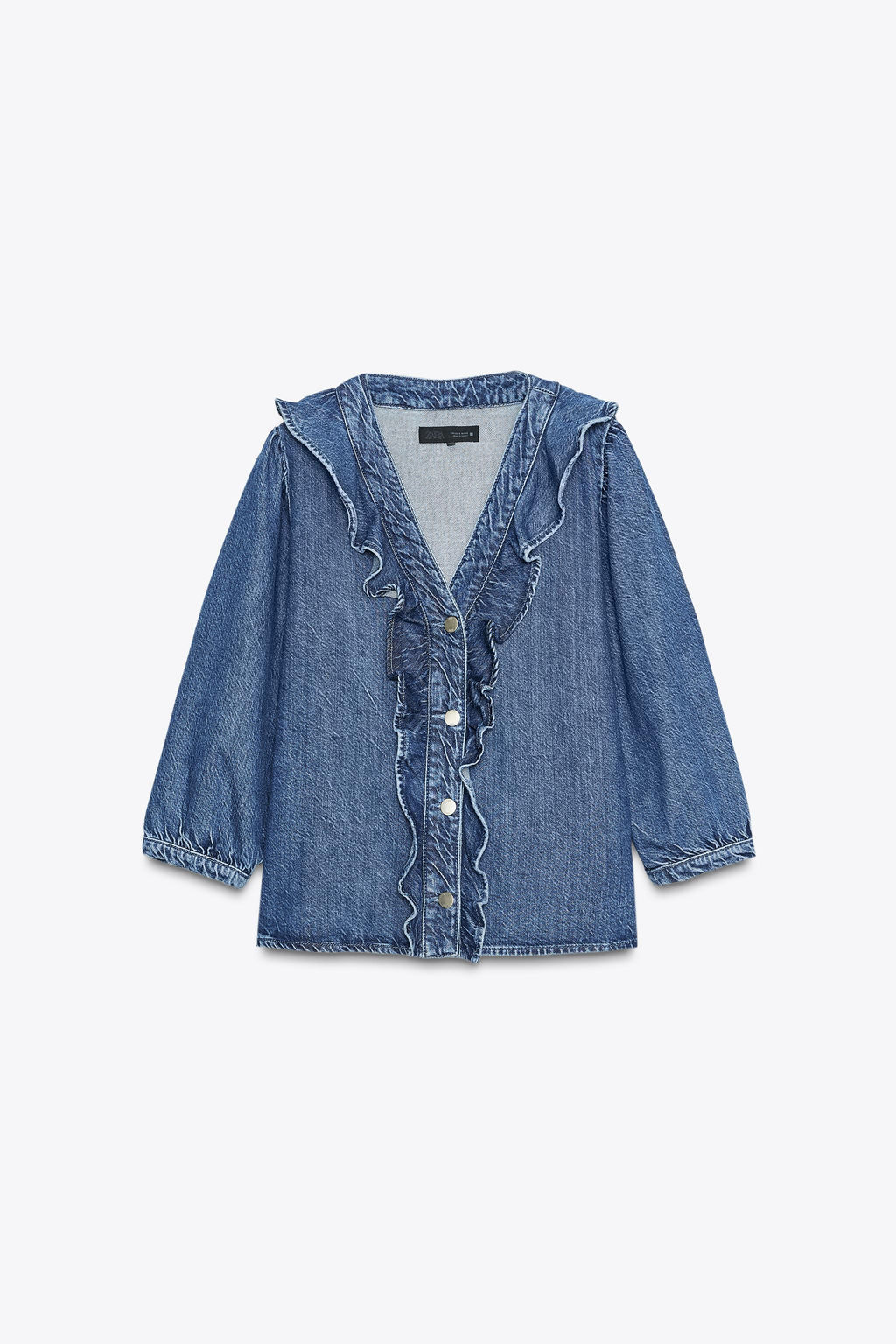 Z1975 DENIM RUFFLE SHIRT - Zara фото 6