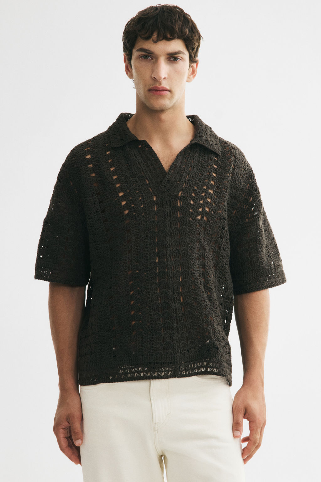 Polo efecto crochet Relaxed Fit - H&m фото 3