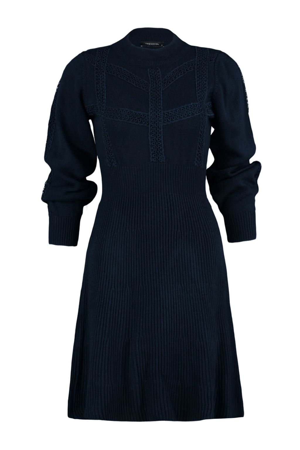 Lacivert Mini Triko Dantelli Elbise TWOAW22EL0011
