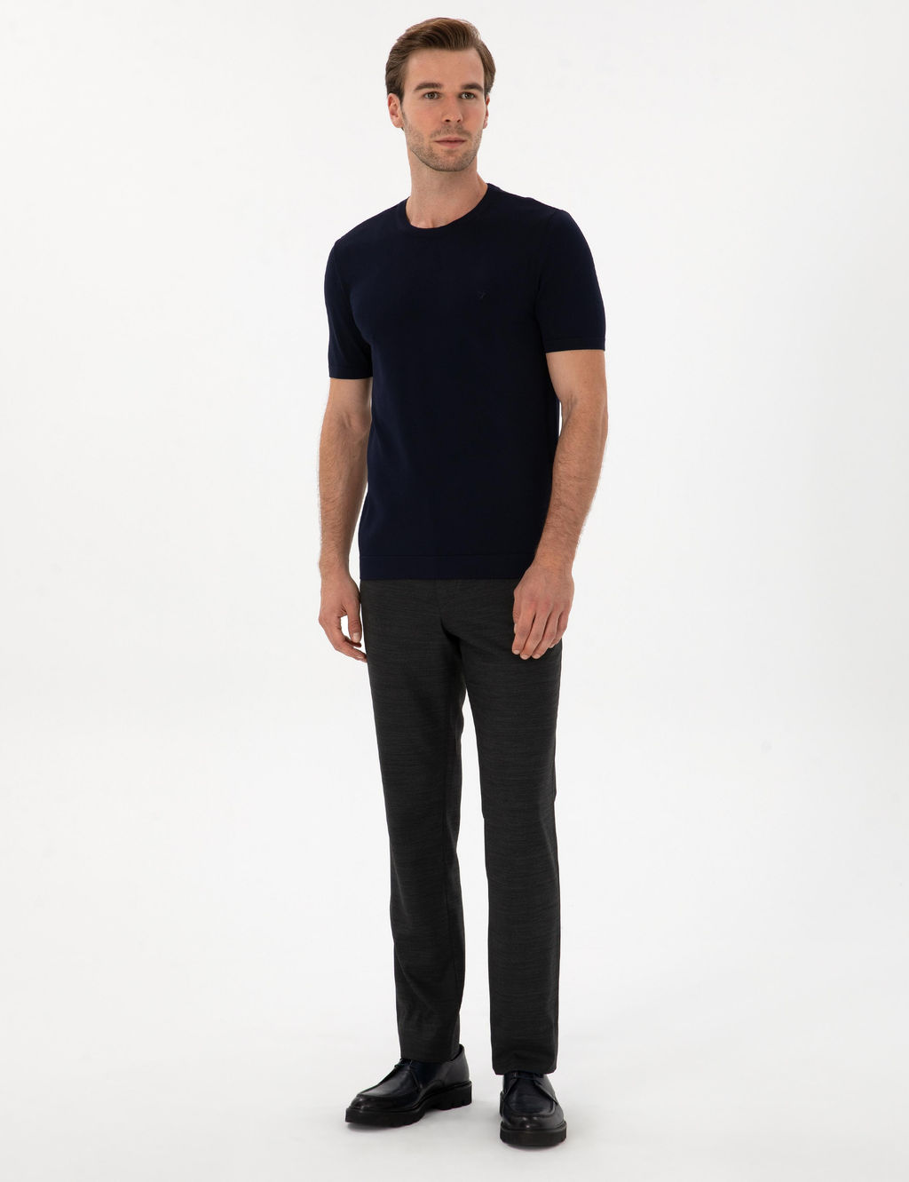 Lacivert Slim Fit Bisiklet Yaka Triko T-shirt