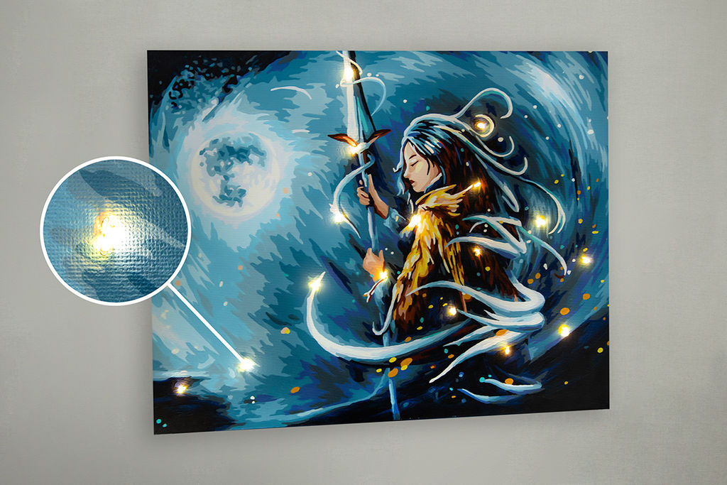 ФРЕЯ PNB/PLDD-166 Набор для раскрашивания по номерам ( со светодиодами ) 50 х 40 см Укротительница волн