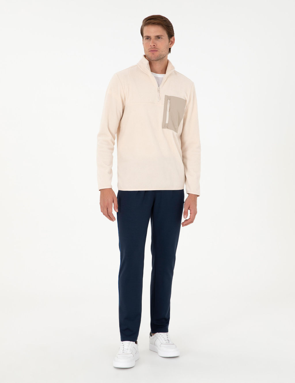 Bej Regular Fit Yar_m Fermuarl_ Polar Sweatshirt - Pierre cardin фото 4