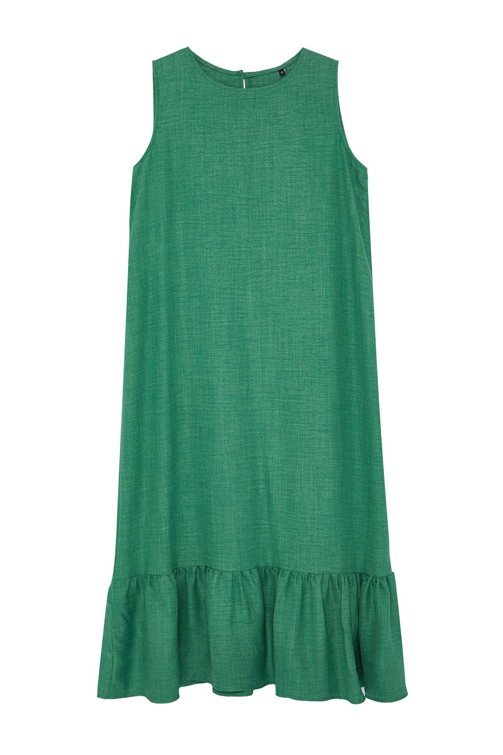 Yesil Duz Kesim Etegi Volanl? Mini Dokuma Elbise TWOSS24EL00520