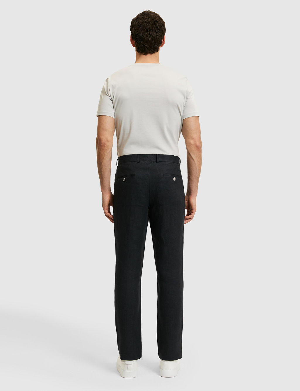 Siyah Slim Fit Beli Lastikli %100 Keten Pantolon