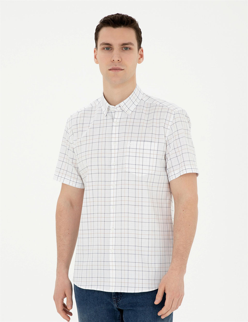 Lacivert Regular Fit K_sa Kollu G_mlek