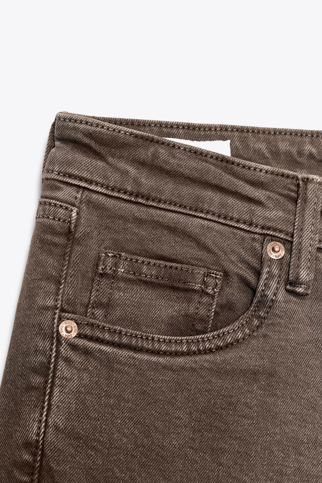 JEANS TRF CROPPED FLARE TIRO ALTO / Marr?n - Zara фото 7