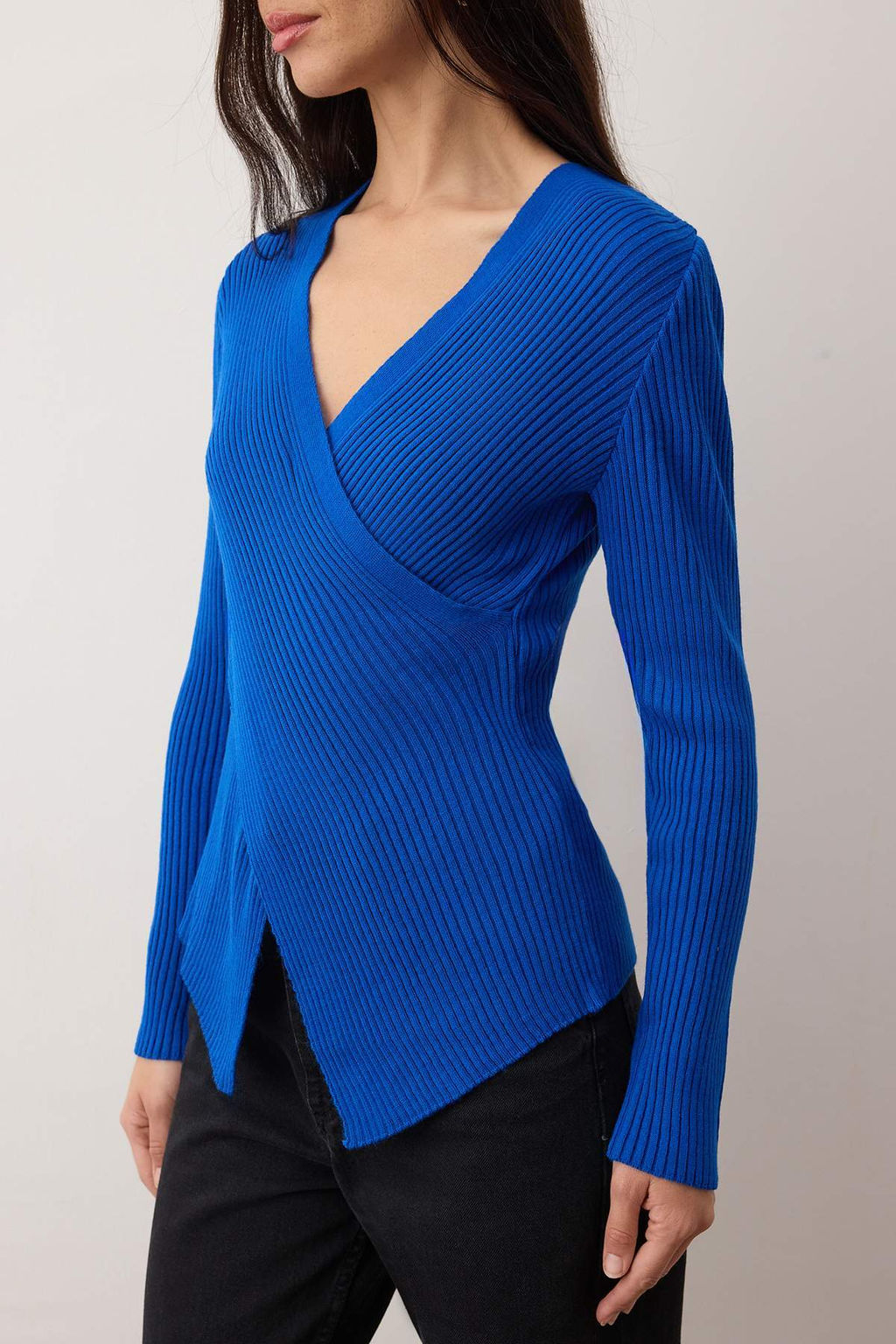 Siyah Fitted/Vucuda Oturan Kruvaze Ince Triko Kazak TWOAW26KZ00178 - Trendyolmilla фото 11