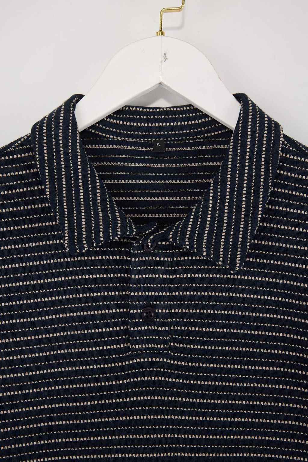 Lacivert Oversize/Genis Kesim Cizgili Polo Yaka T-shirt TMNSS26PO00008