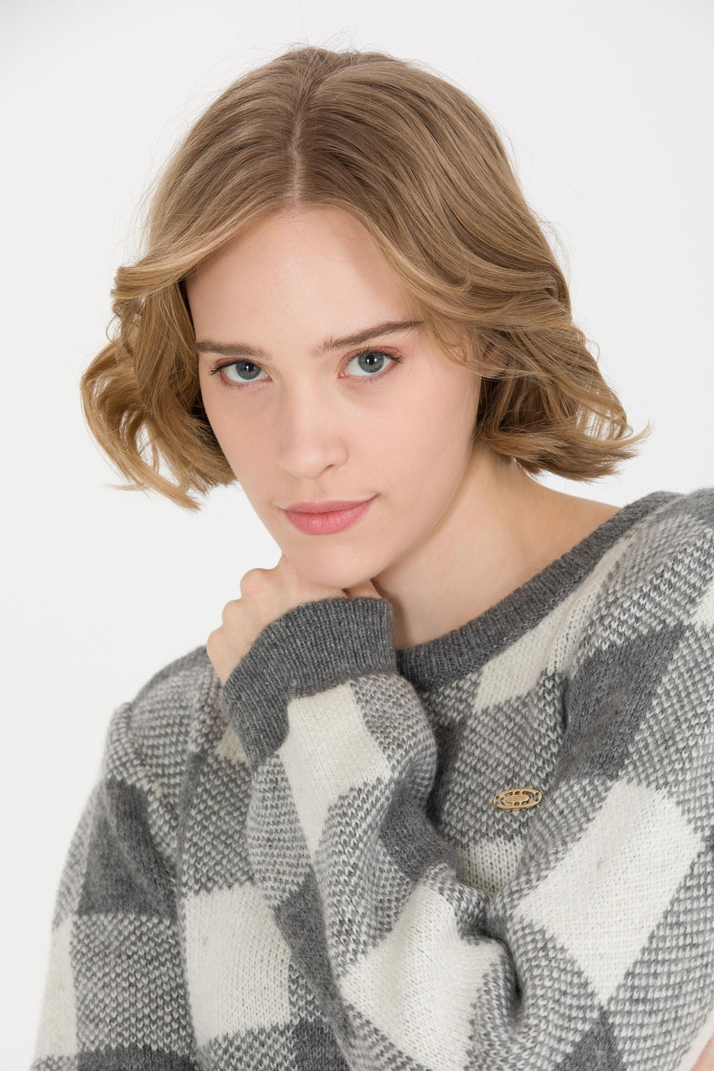 U. S. Polo Assn Женский серый меланжевый свитер с круглым вырезом - U.s. polo assn фото 4