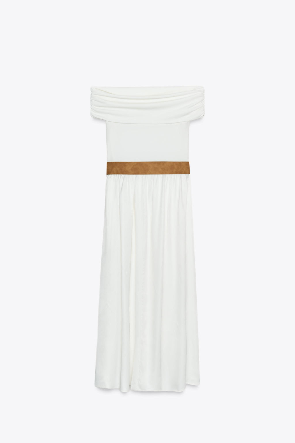 OFF-THE-SHOULDER CONTRAST MIDI DRESS WITH BELT - Zara фото 11