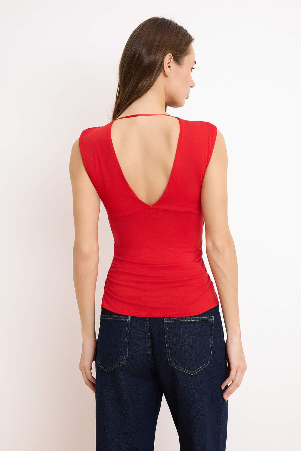 Siyah Fitted/Vucuda Oturan V Yaka Kolsuz Buzgulu Yumusak Orme Bluz TWOSS26BZ00093 - Trendyolmilla фото 9