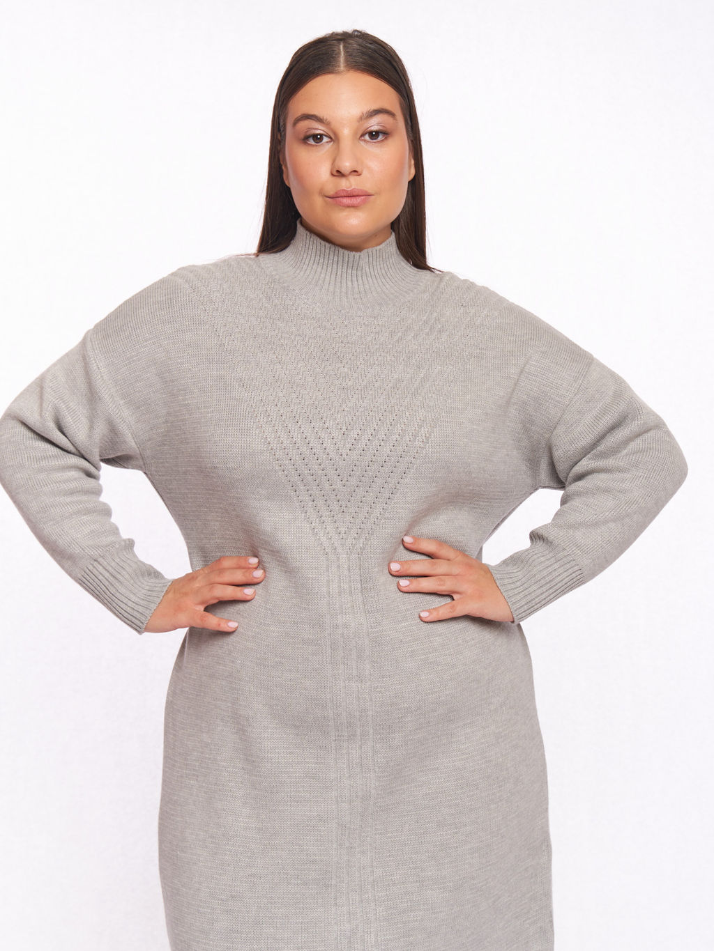 Серое вязаное платье PP91566GRY24 - Артесса фото 2