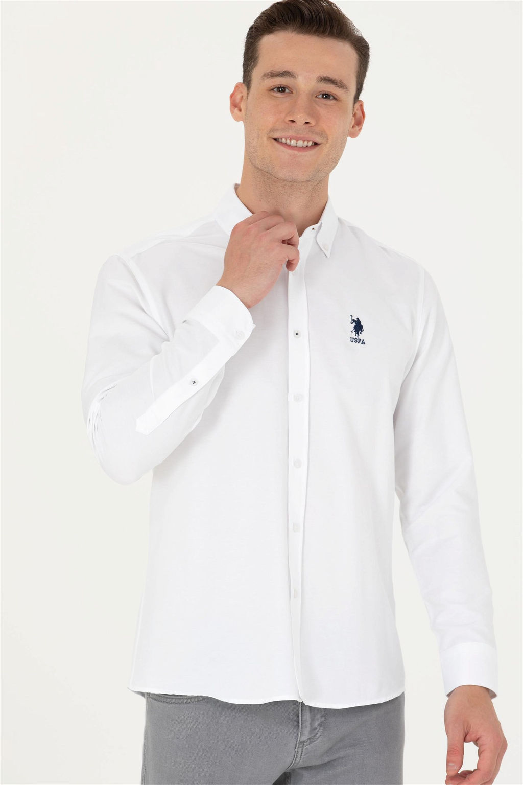 Мужская белая базовая рубашка с длинным рукавом Неожиданная скидка в корзине - U.s. polo assn фото 4