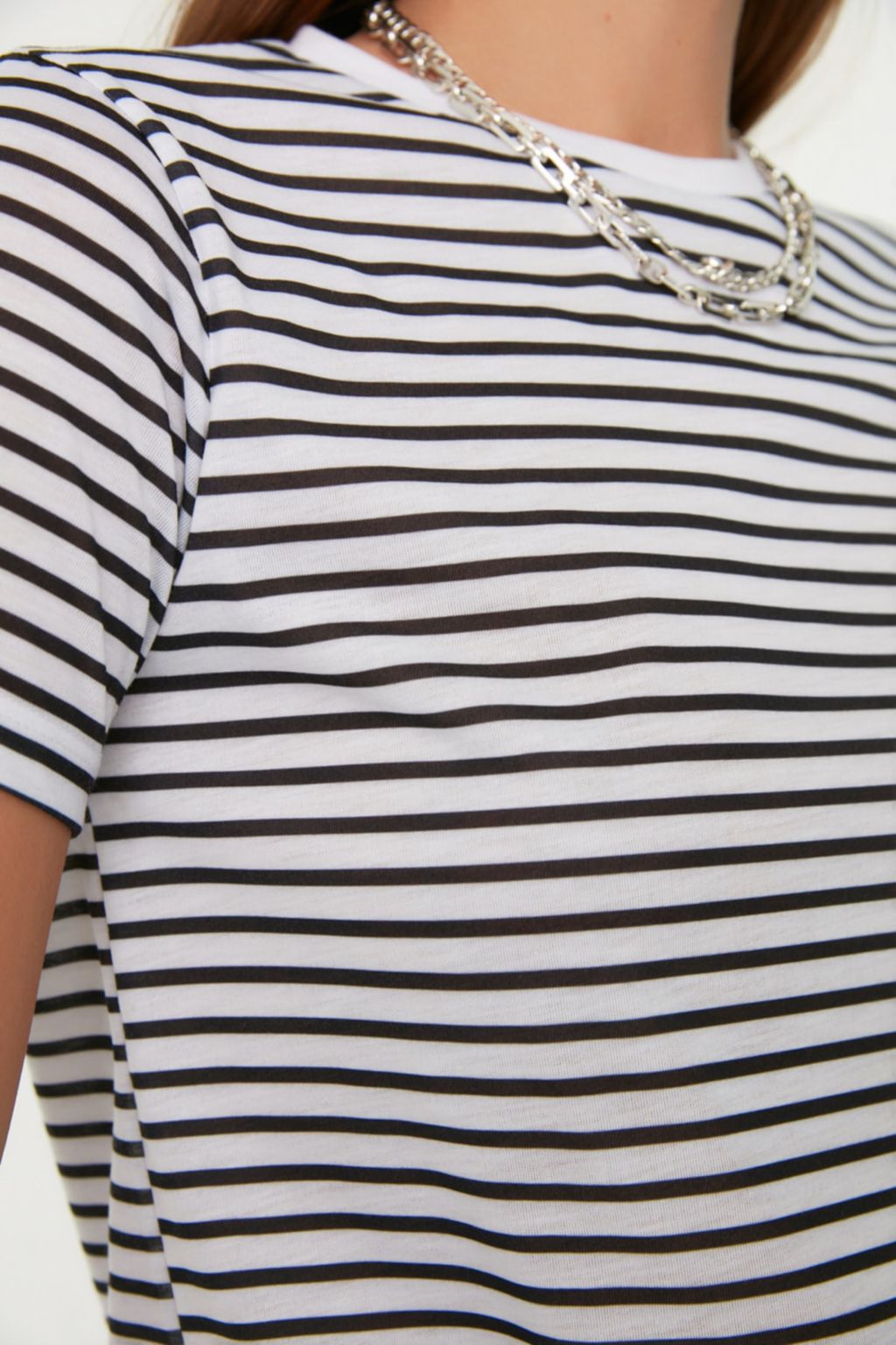 TRENDYOLMILLA K?rm?z? Cizgili Basic Orme T-Shirt TWOSS21TS0904  фото 14