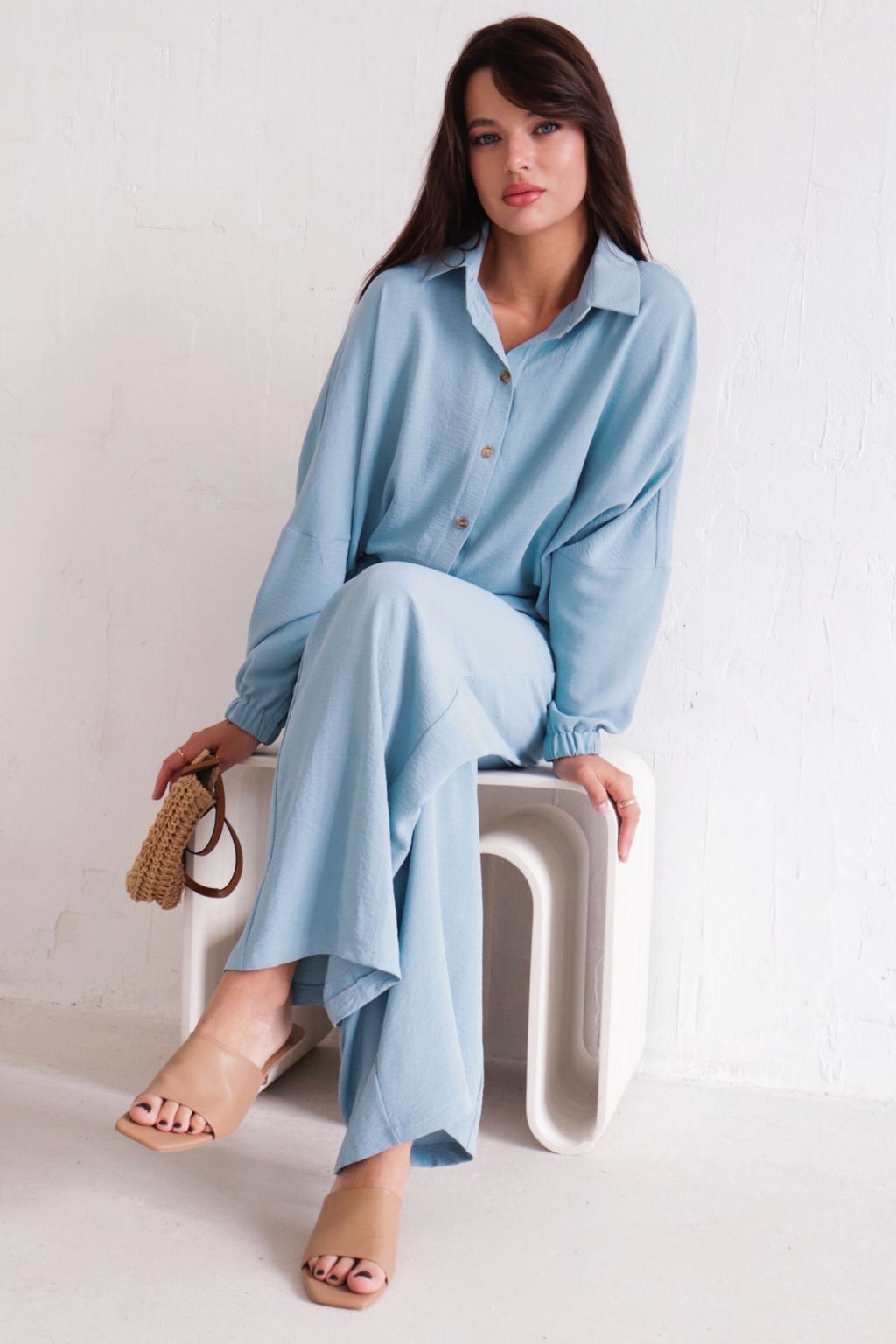 9650 Костюм в пижамном стиле голубой - Martichelli фото 27