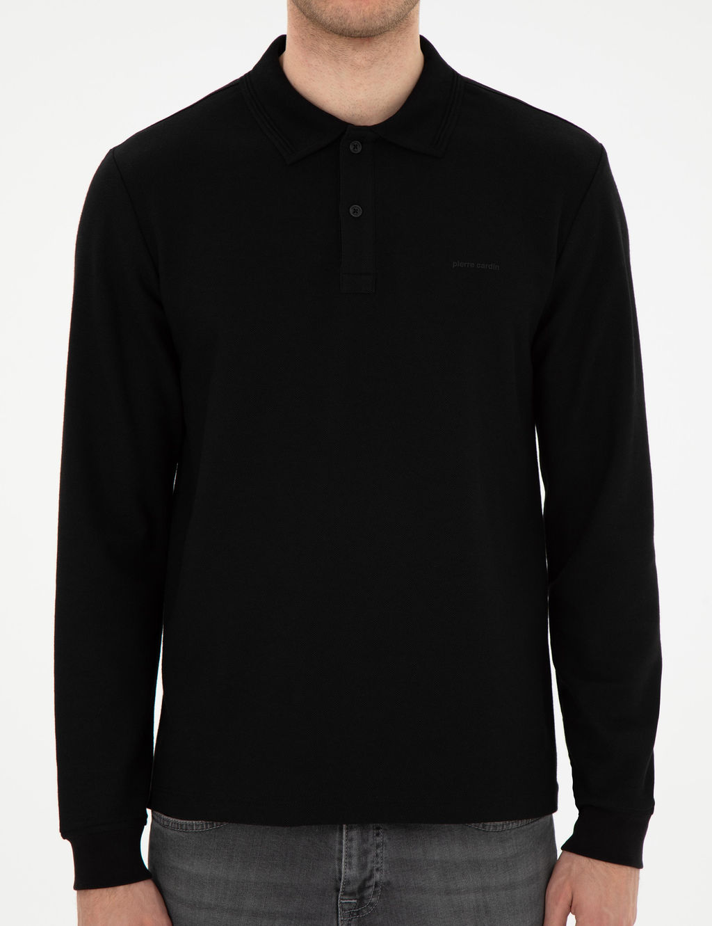 Siyah Slim Fit K_vr_lmaz Yaka Sweatshirt - Pierre cardin фото 6