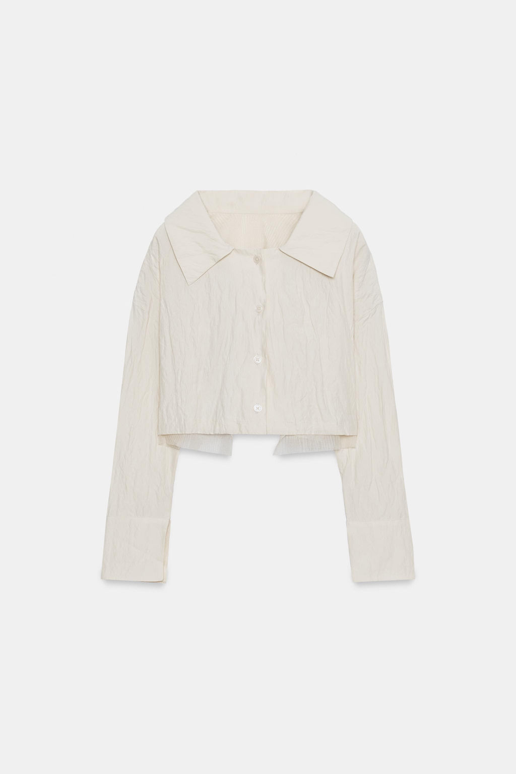 CAMISA PUNTO EFECTO ARRUGADO / Crema - Zara фото 5