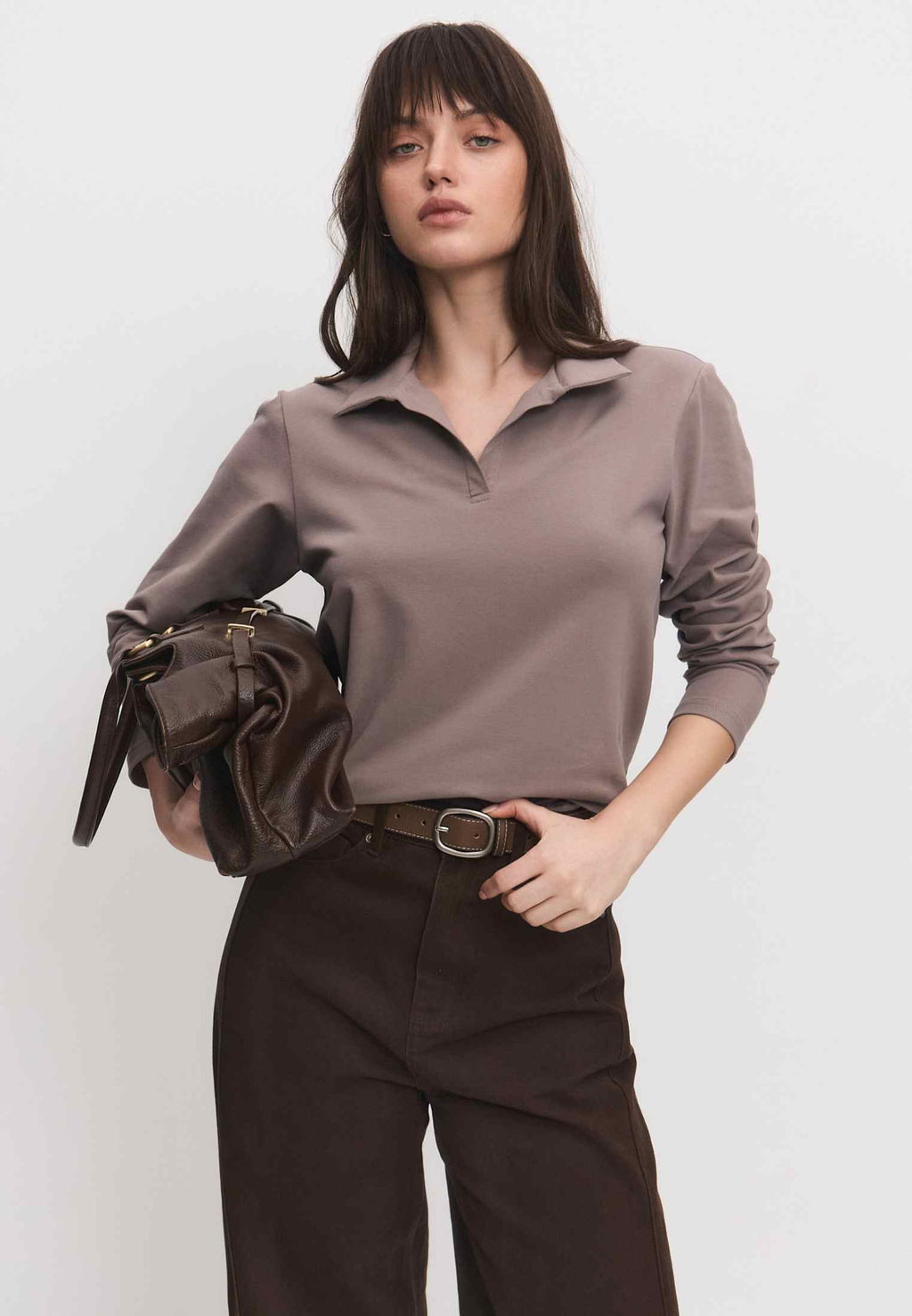 Лонгслив-поло 26204-536 мокко