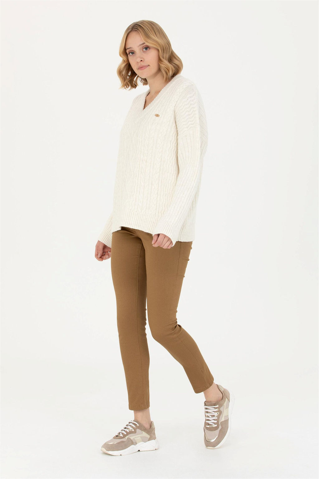 Женские брюки из плотной ткани светло-хаки - U.s. polo assn фото 3