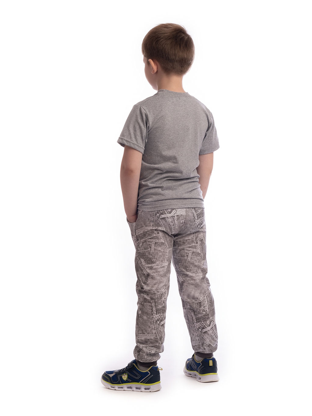 Брюки детские серые джинсовые карманы
