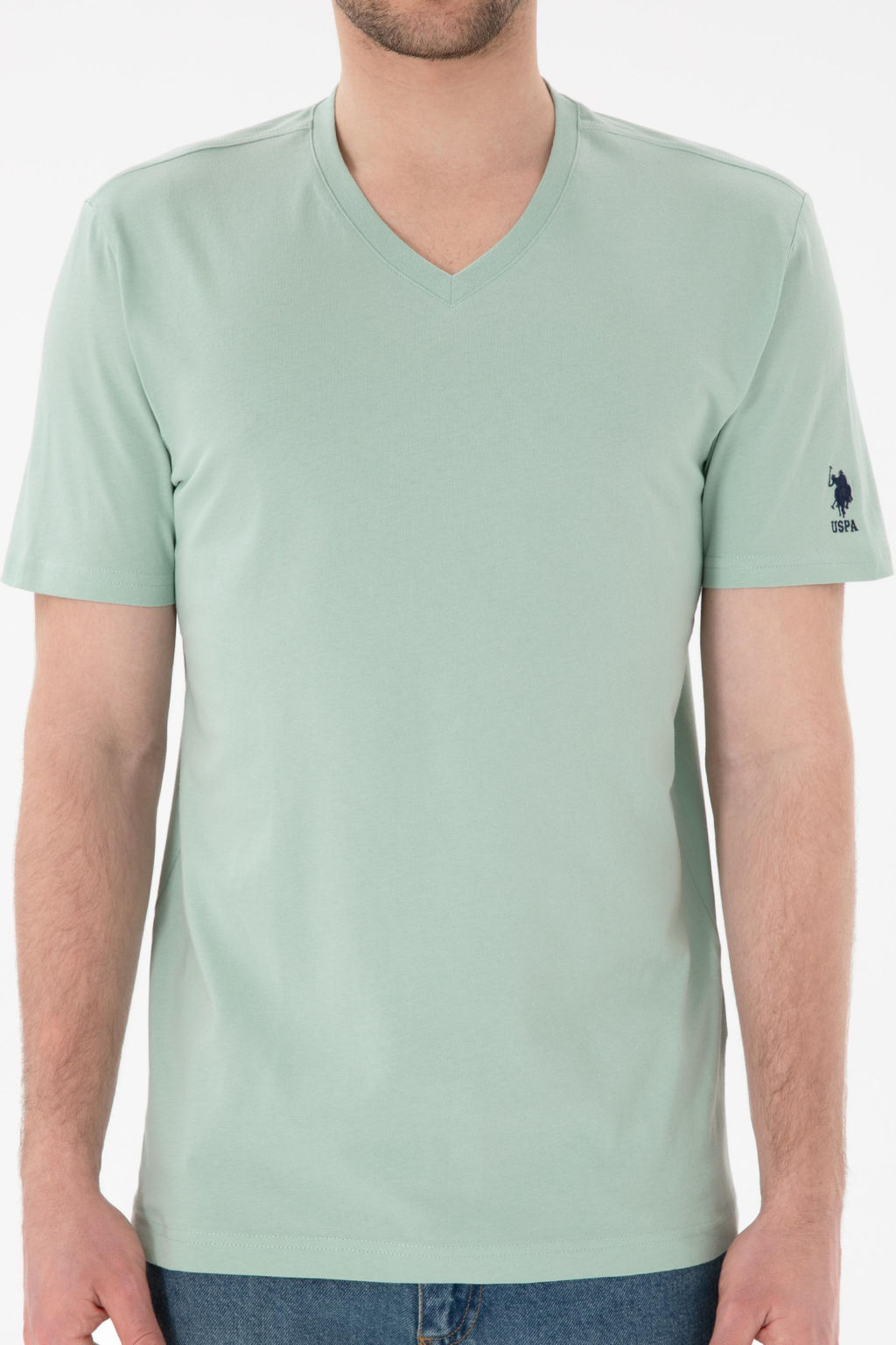 Erkek Regular Fit V Yaka Su Ye_ili Basic Ti__rt Sepette S_rpriz _ndirim - U.s. polo assn фото 7