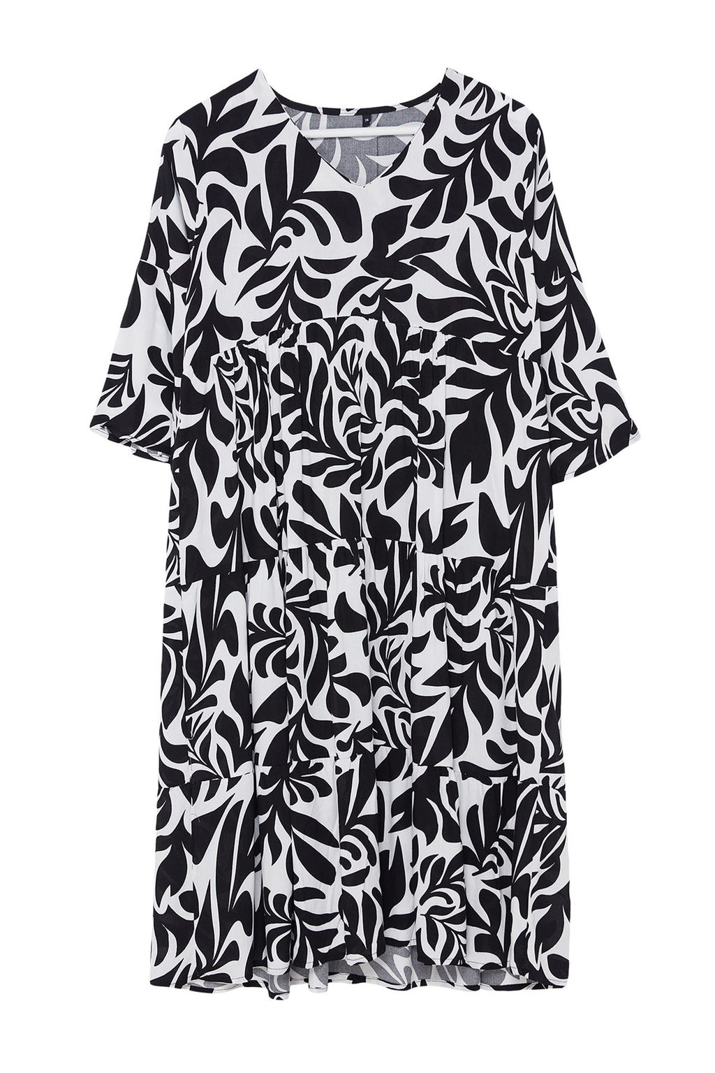 Siyah Cicekli Desenli Genis Kesim V Yaka Dokuma Elbise TWOSS24EL01029 - Trendyolmilla фото 6