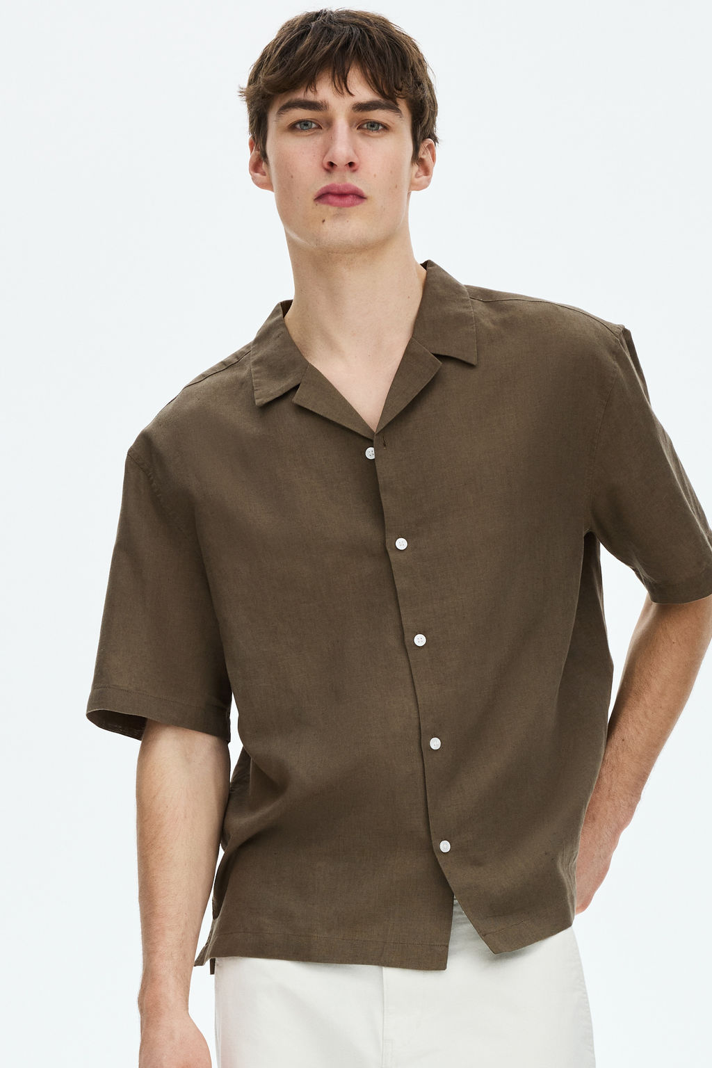 Camisa resort en mezcla de lino Relaxed Fit - H&m фото 8